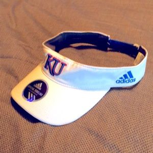 KU Visor devoted to University of Kansas.     100 percent polyester.
